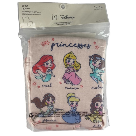 NEW Gap Disney Princess Short Pyjama Set - Size 12-18M - Picture 2 of 8